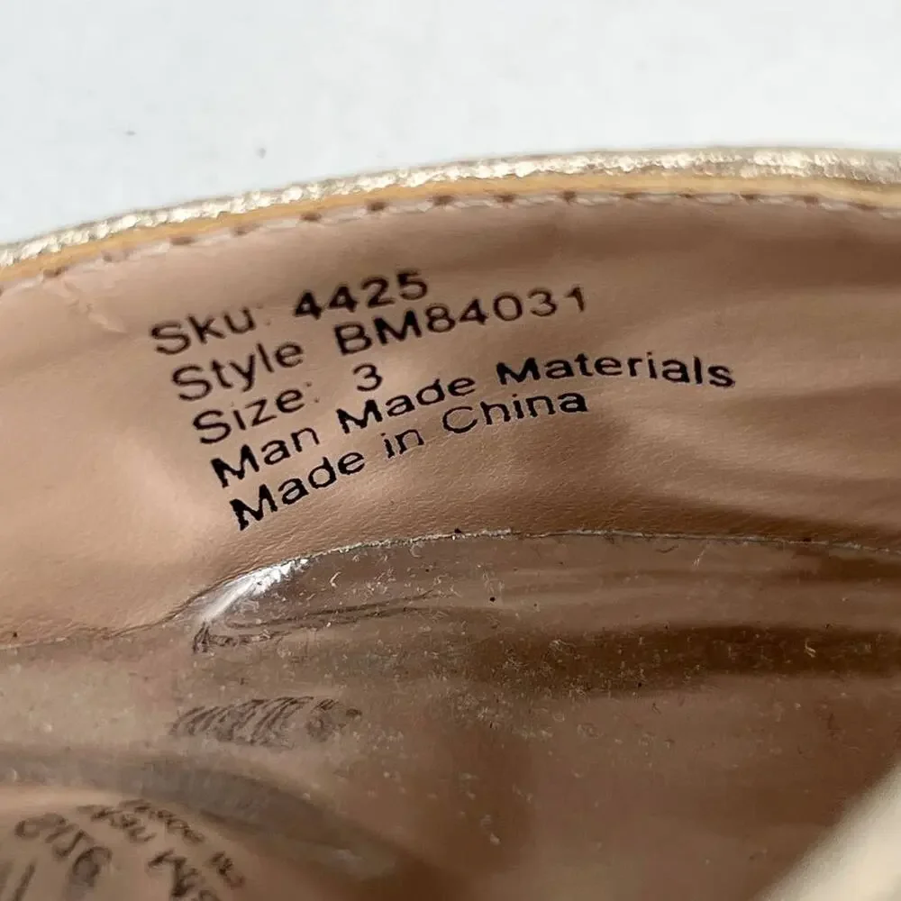 Badgley Mischka Girls Metallic Dress Shoes 3 Rhinestones Light Gold BM84031